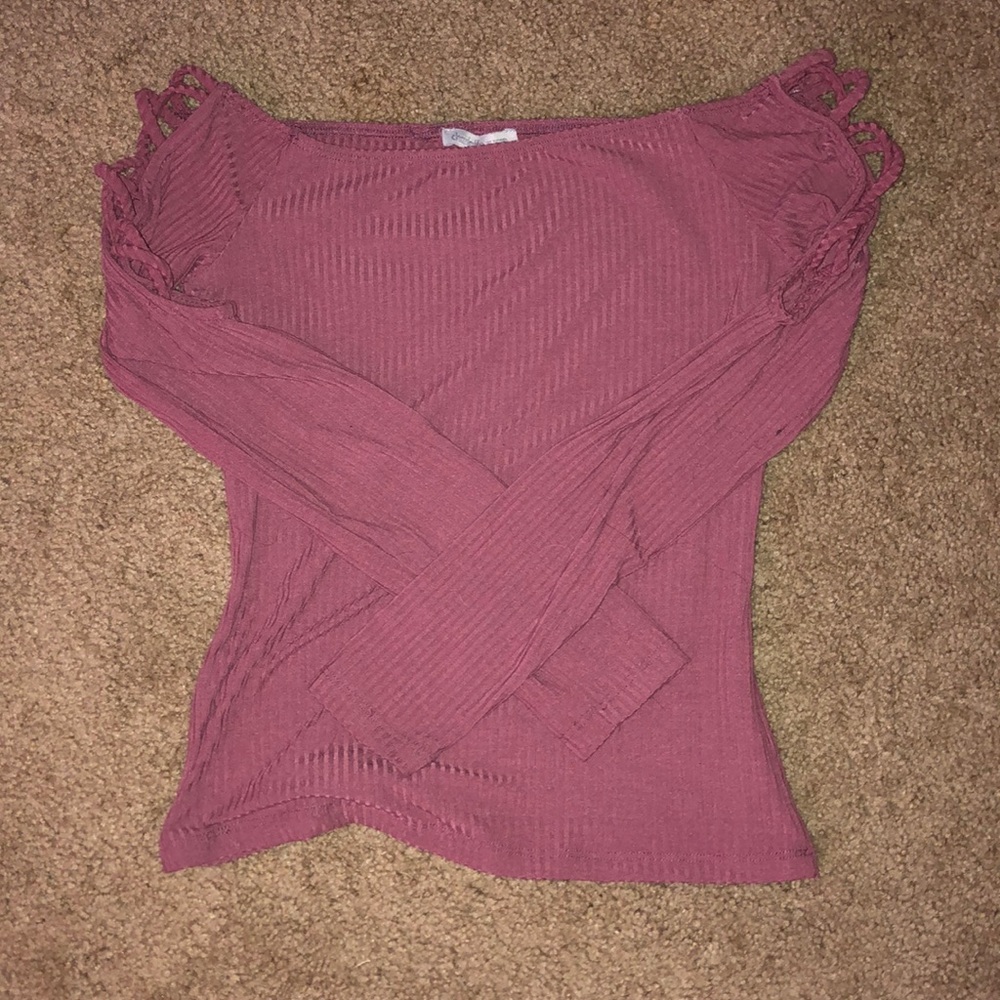 long sleeve shirt with criss crossed strings